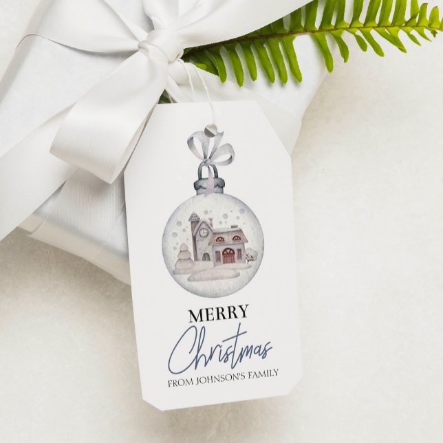 Étiquettes-cadeau Joyeux Noël Ball Country House Balise cadeau (Créateur téléchargé)