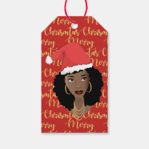 Étiquettes-cadeau Joyeux Noël  Beauté naturelle Rouge de Santa Hat
