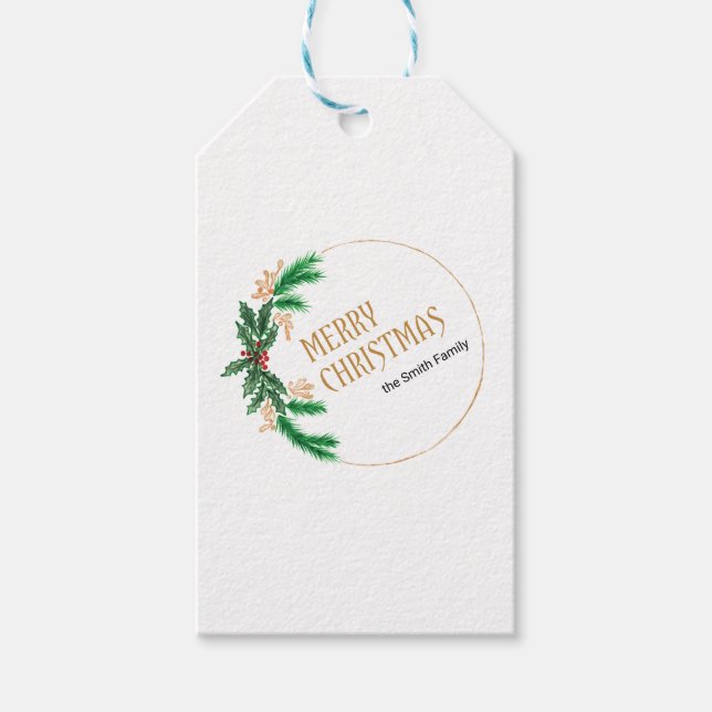 Étiquettes-cadeau Joyeux Noël Berries Wreath (Devant)