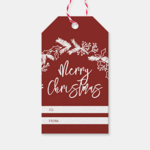 Étiquettes-cadeau Joyeux Noël Berry Feuille Wreath Tags cadeaux