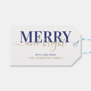 Étiquettes-cadeau Joyeux Noël bleu marine