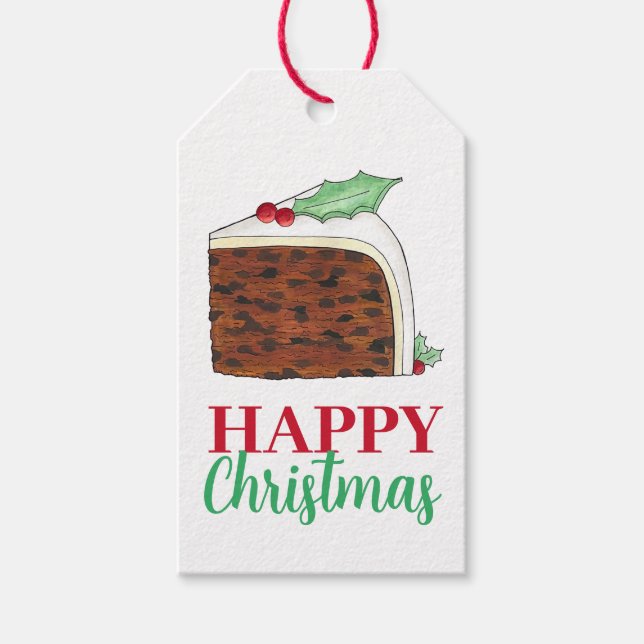 Étiquettes-cadeau Joyeux Noël britannique British Cake Slice Festive (Devant)