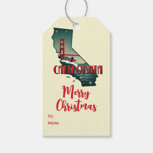 Étiquettes-cadeau Joyeux Noël Californie Retro Holiday