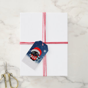Étiquettes-cadeau Joyeux Noël Chat Père Noël unique