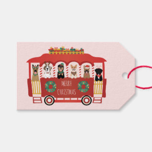 Étiquettes-cadeau Joyeux Noël Chiens de vacances Trolly