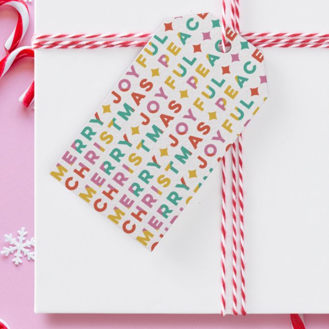 Étiquettes-cadeau Joyeux Noël coloré (modern, bright, colorful typography Christmas gift tag)