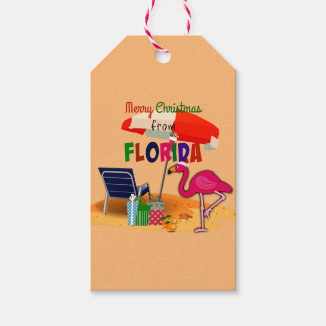 Étiquettes-cadeau Joyeux Noël de Floride, amusant au soleil (Devant)