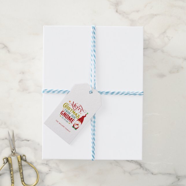Étiquettes-cadeau Joyeux Noël De Notre Gnome À Votre (Avec de laficelle)