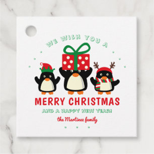Étiquettes Cadeau Joyeux Noël de Pingouin mignon