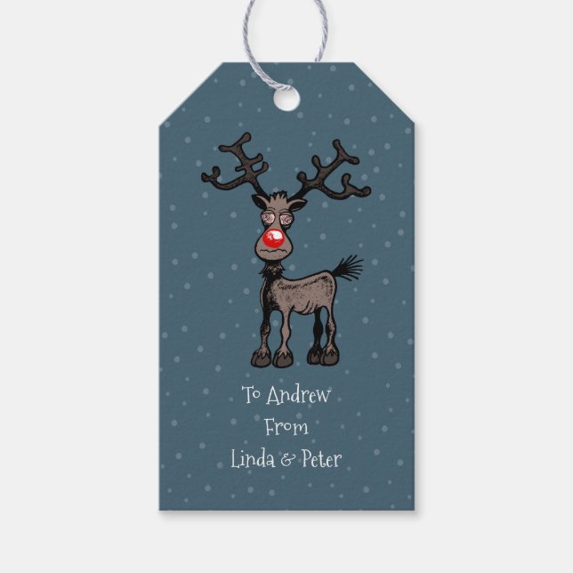Étiquettes-cadeau Joyeux Noël De Rudolph (Devant)