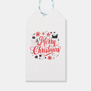Étiquettes-cadeau Joyeux Noël Design moderne Rouge et blanc