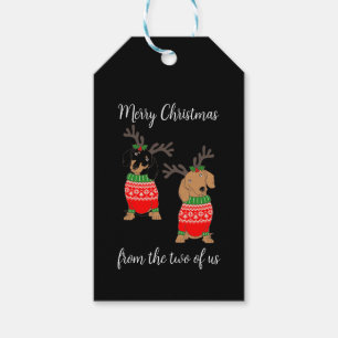 Étiquettes-cadeau Joyeux Noël Deux Dachshunds Jumelés