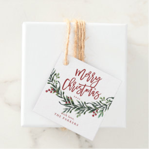 Étiquettes Cadeau Joyeux Noël écriture aquarelle