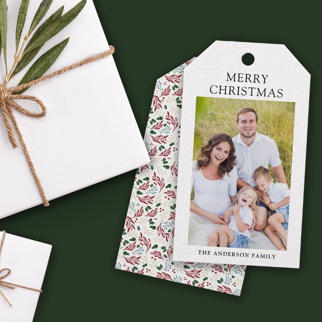 Étiquettes-cadeau Joyeux Noël Élégant Vacances Vacances Photo (Créateur téléchargé)