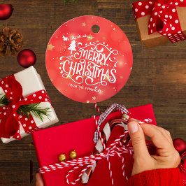 Étiquettes Cadeau Joyeux Noël étoilé rouge