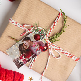 Étiquettes-cadeau Joyeux Noël étoilé rouge Étincelle