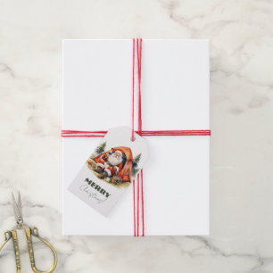 Étiquettes-cadeau Joyeux Noël Extérieur Tenting Santa Claus