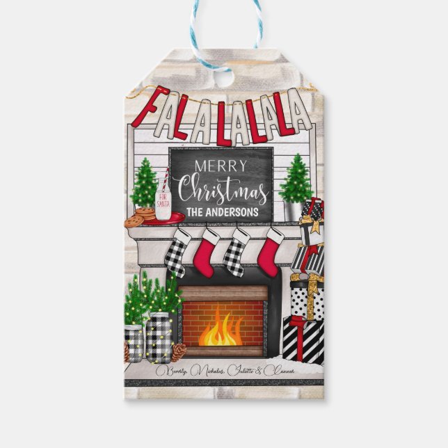 Étiquettes-cadeau Joyeux Noël familial personnalisé (Devant)