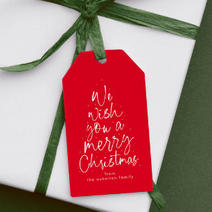 Étiquettes-cadeau Joyeux Noël fun rouge fête personnalisée