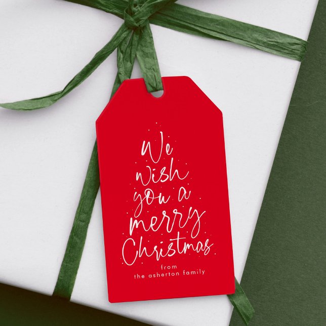 Étiquettes-cadeau Joyeux Noël fun rouge fête personnalisée (Créateur téléchargé)