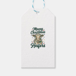 Étiquettes-cadeau Joyeux Noël Génisses Drôle de Vache Noël Design
