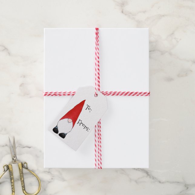Étiquettes-cadeau Joyeux Noël Gnome (Avec de la ficelle)