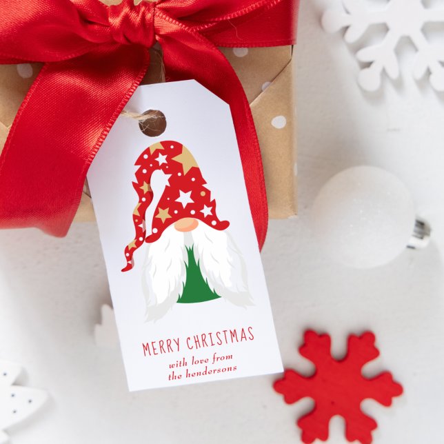Étiquettes-cadeau Joyeux Noël Gnomes Personnalisé (Créateur téléchargé)