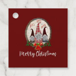 Étiquettes Cadeau Joyeux Noël Gnomes Rouge, Rustique, Plaid, Branché