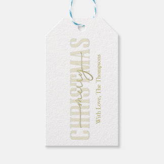 Étiquettes-cadeau Joyeux Noël Gold Calligraphie Script