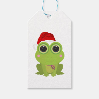 Étiquettes-cadeau Joyeux Noël Grenouille Chapeau de Père Noël Fêtes