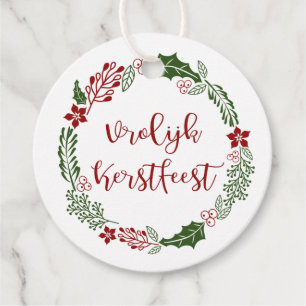 Étiquettes Cadeau Joyeux Noël hollandais, Vrolijk Kerstfeest, Custom