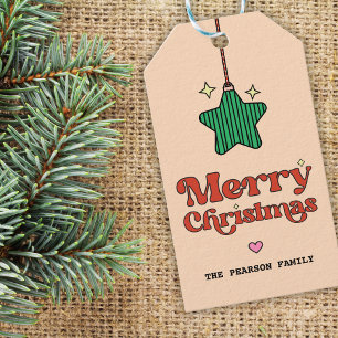 Étiquettes-cadeau Joyeux Noël Ligne Motif Star Ornement