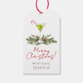 Étiquettes-cadeau Joyeux Noël Martini canne à sucre et gui