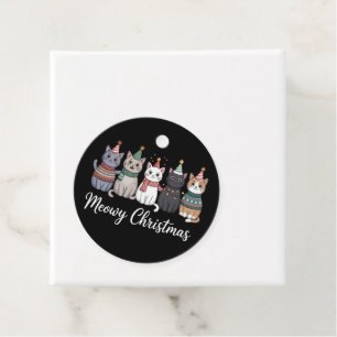 Étiquettes Cadeau Joyeux Noël Meowy Bonne Année Chat Amoureux de Cha