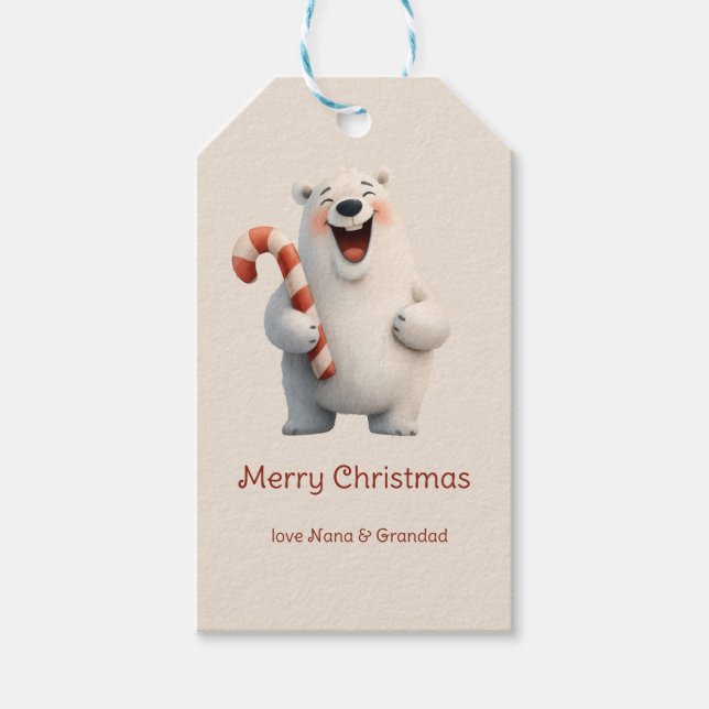 Étiquettes-cadeau Joyeux Noël mignon Ours Polaire Design (Devant)