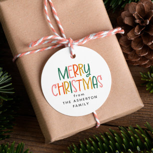 Étiquettes Cadeau Joyeux Noël mignon plaisir cadeau coloré