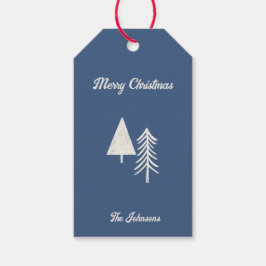 Étiquettes-cadeau Joyeux Noël Minimal Arbre de Noël bleu