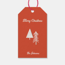 Étiquettes-cadeau Joyeux Noël Minimal Arbre de Noël Rouge