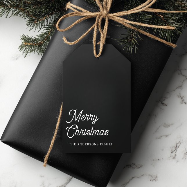 Étiquettes-cadeau "Joyeux Noël moderne Noir Nom personnalisé (Créateur téléchargé)