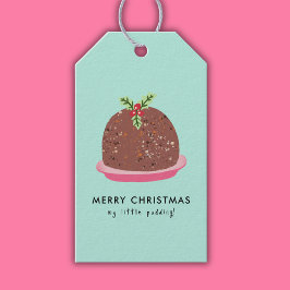Étiquettes-cadeau Joyeux Noël Moderne Pudding Illustration