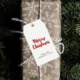 Étiquettes-cadeau Joyeux Noël moderne rouge et blanc