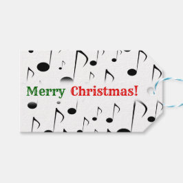Étiquettes-cadeau "Joyeux Noël !" ; Motif de notes musicales