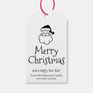 Étiquettes-cadeau Joyeux Noël noir blanc Père Noël personnalisé mign