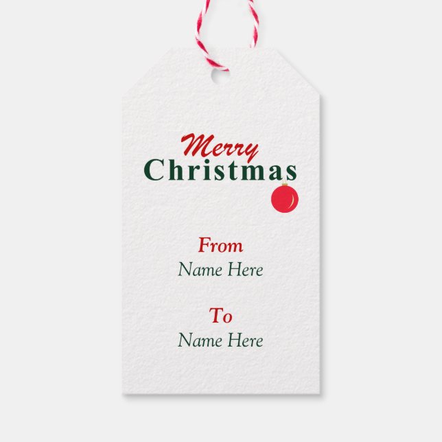 Étiquettes-cadeau Joyeux Noël, Ornement Rouge Vert (Dos)