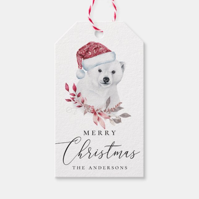 Étiquettes-cadeau Joyeux Noël. Ours polaire (Devant)