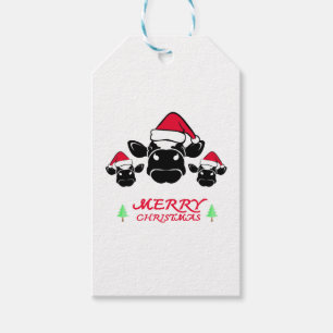 Étiquettes-cadeau Joyeux Noël Père Noël Vache