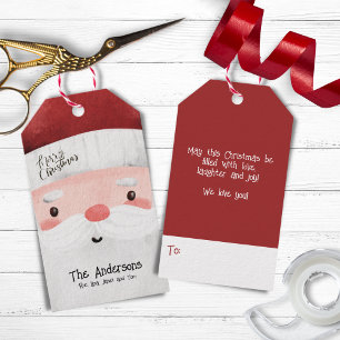 Étiquettes-cadeau Joyeux Noël personnalisé mignon Père Noël visage