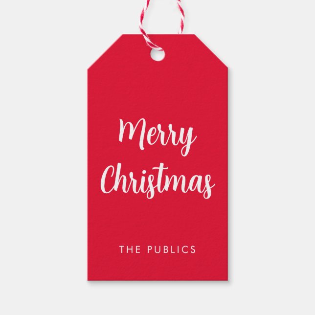 Étiquettes-cadeau Joyeux Noël personnalisé Modèle de script manuscri (Devant)