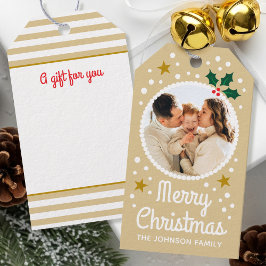 Étiquettes-cadeau Joyeux Noël personnalisé Nom photo Simple Cute Gol