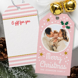 Étiquettes-cadeau Joyeux Noël personnalisé Nom photo Simple mignon r
